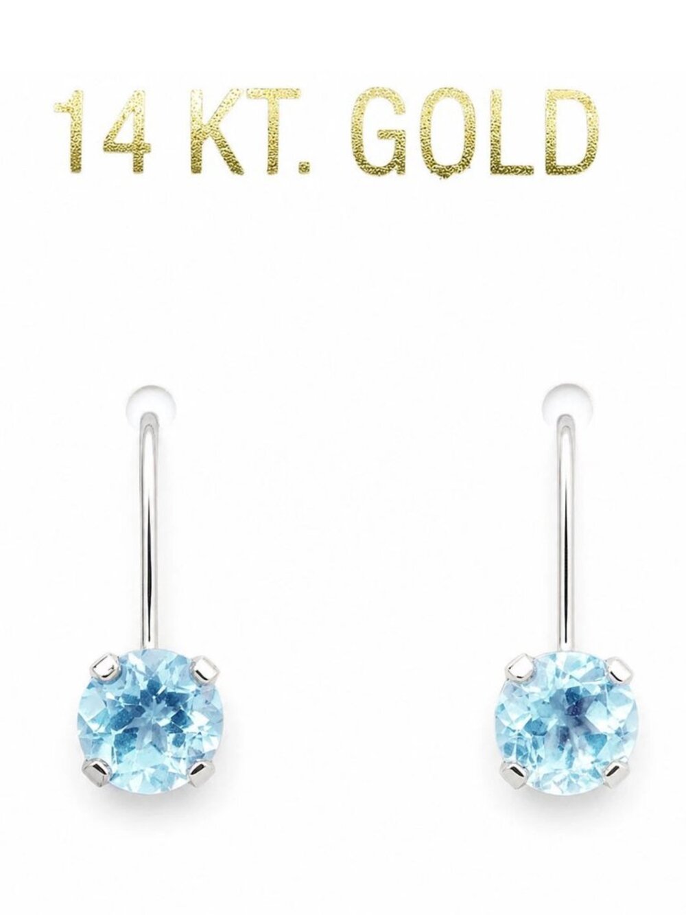 Genuine 2.16 Cts Aquamarine Dangling Earrings 14k White Gold